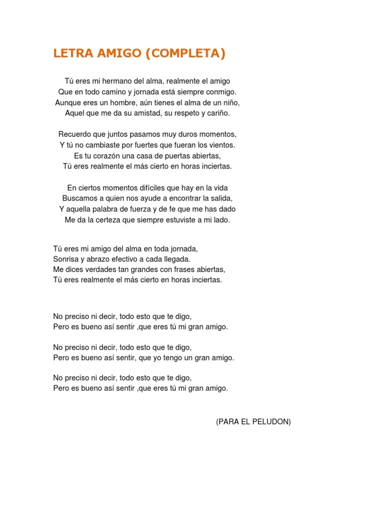 Letra Amigo | PDF
