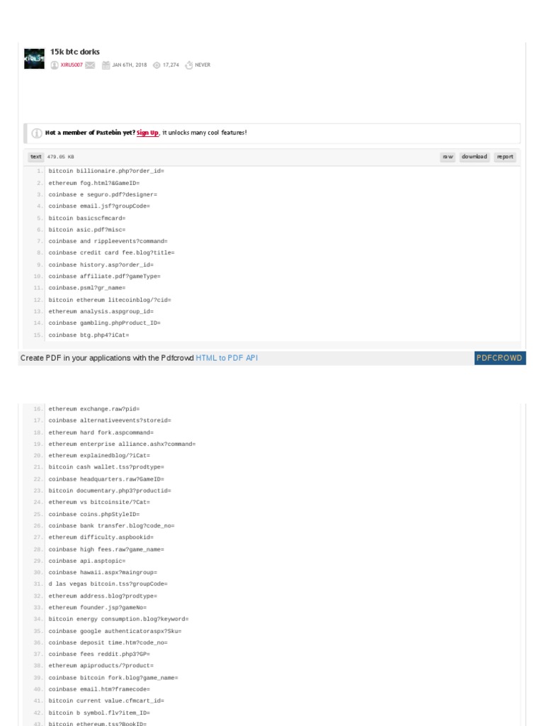 15k BTC Dorks 2020 | PDF | Java Server Faces | Bitcoin