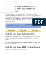 Civil Service Exam Schedule 2020