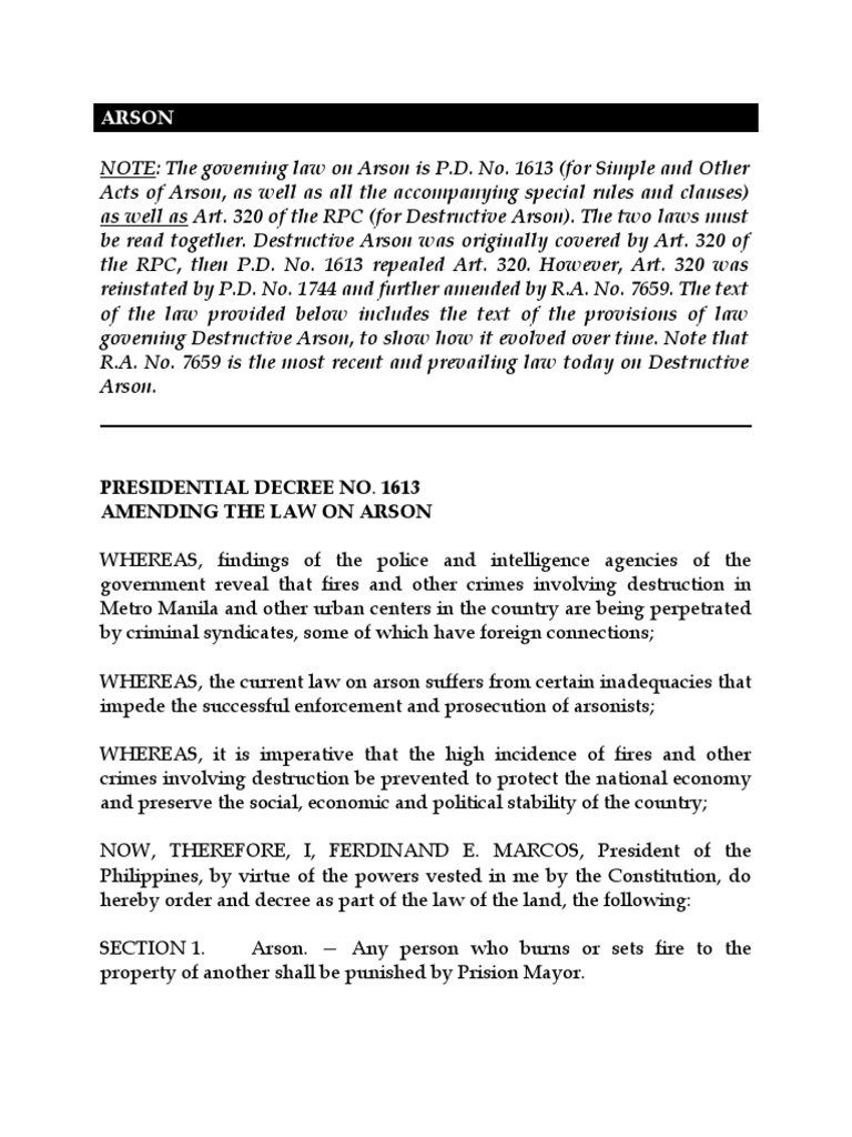 Law-on-Arson | Arson | Crimes