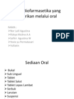 Studi Biofarmasetika Yang Diberikan Melalui Oral