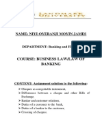 Law of Banking As It Relates To Negotiab