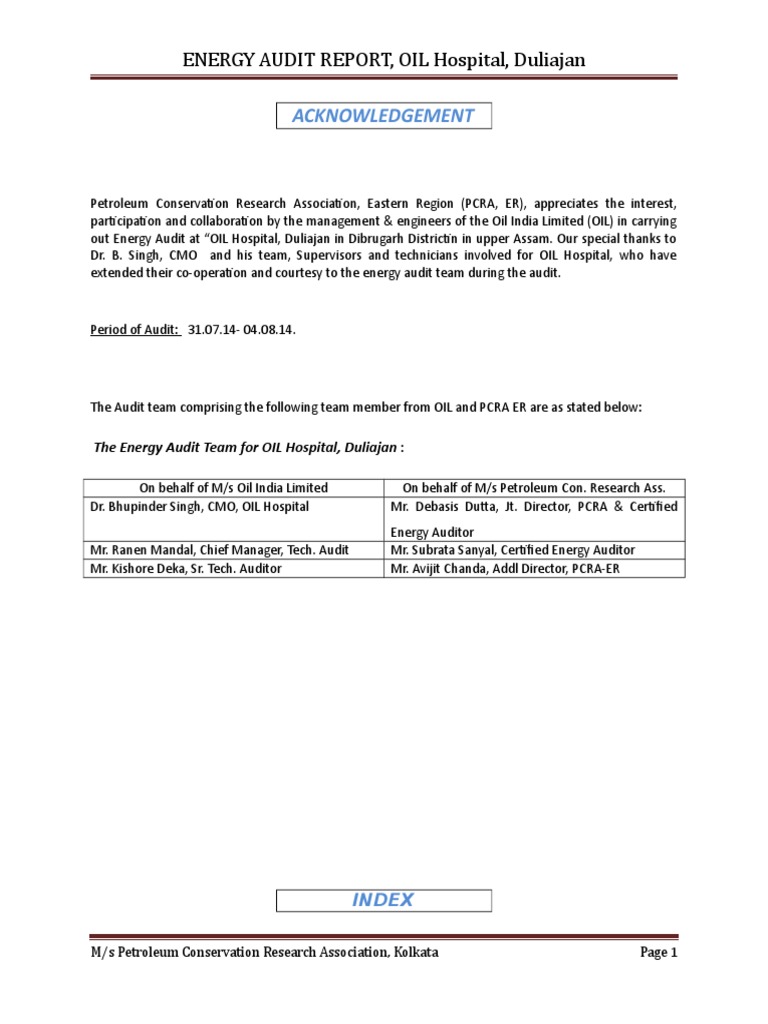 Energy Audit Report for OIL Hospital | PDF | Efficient Energy Use ...