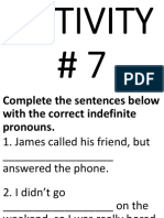 Indefinite Pronouns Activity