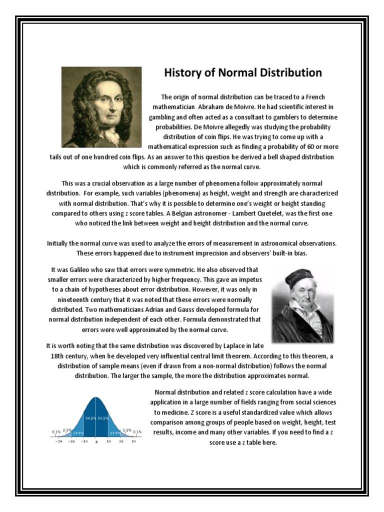 History of Normal Distribution | PDF | Normal Distribution ...