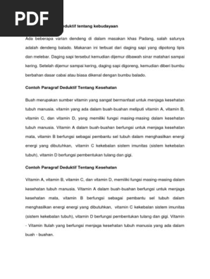 Contoh Paragraf Deduktif Induktif