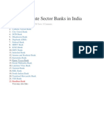 List of Private Sector Banks in India