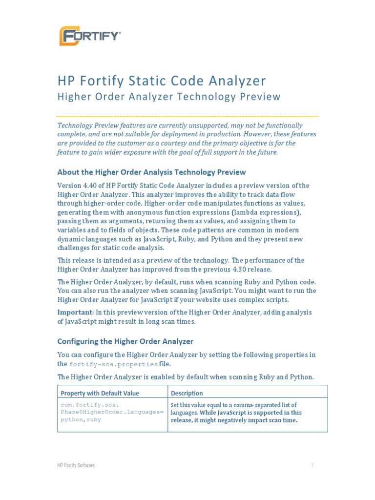HP Fortify Higher Order Analyzer Preview | PDF | Anonymous Function ...