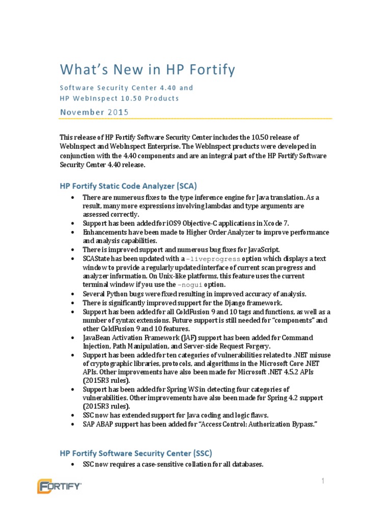 HP Fortify Whats New 4.40 PDF | PDF | Application Programming Interface ...