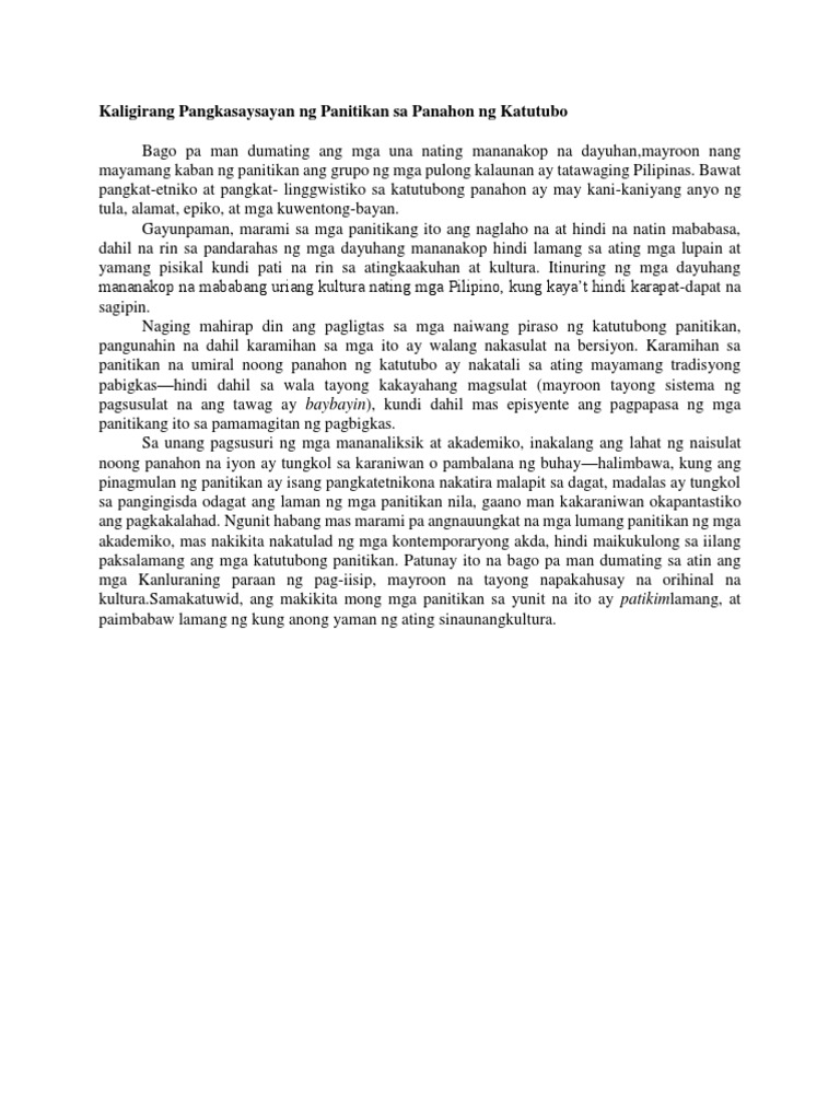 Kaligirang Pangkasaysayan NG Panitikan Sa Panahon NG Katutubo | PDF