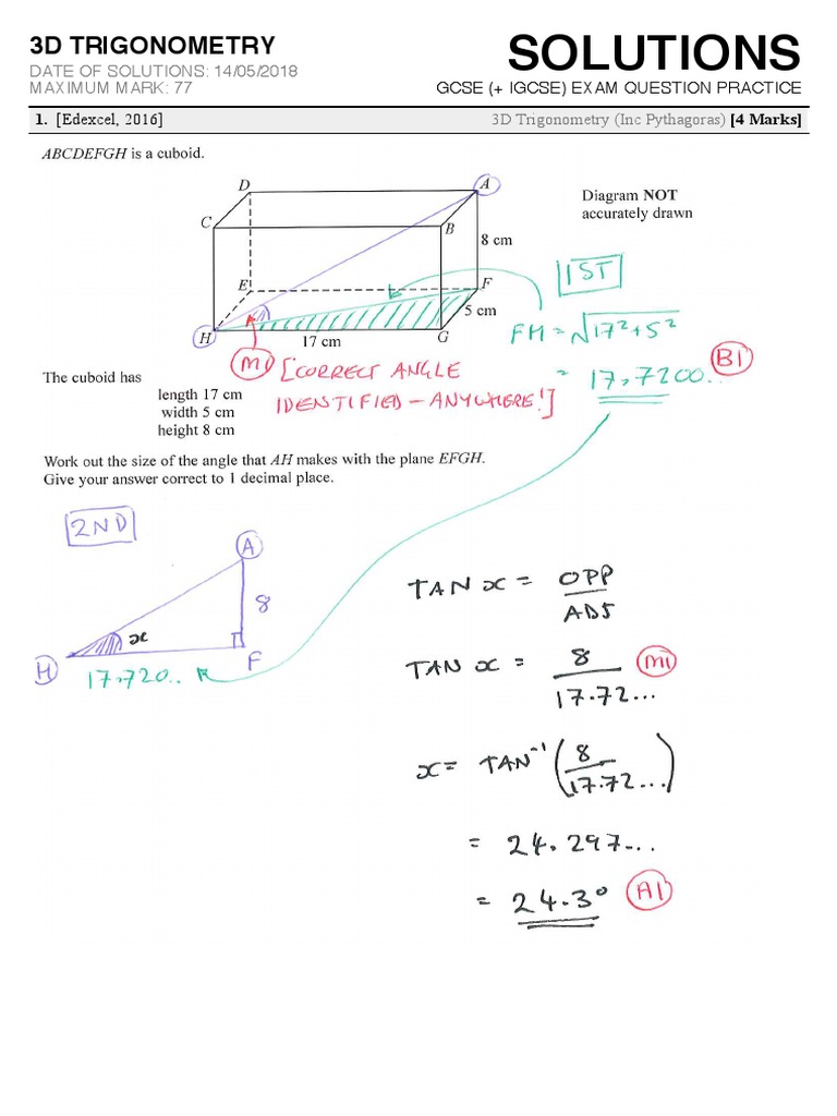 3d Trigonometry Solutions Pdf Pdf Accuracy And Precision Test