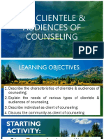 The Clientele & Audiences of Counseling
