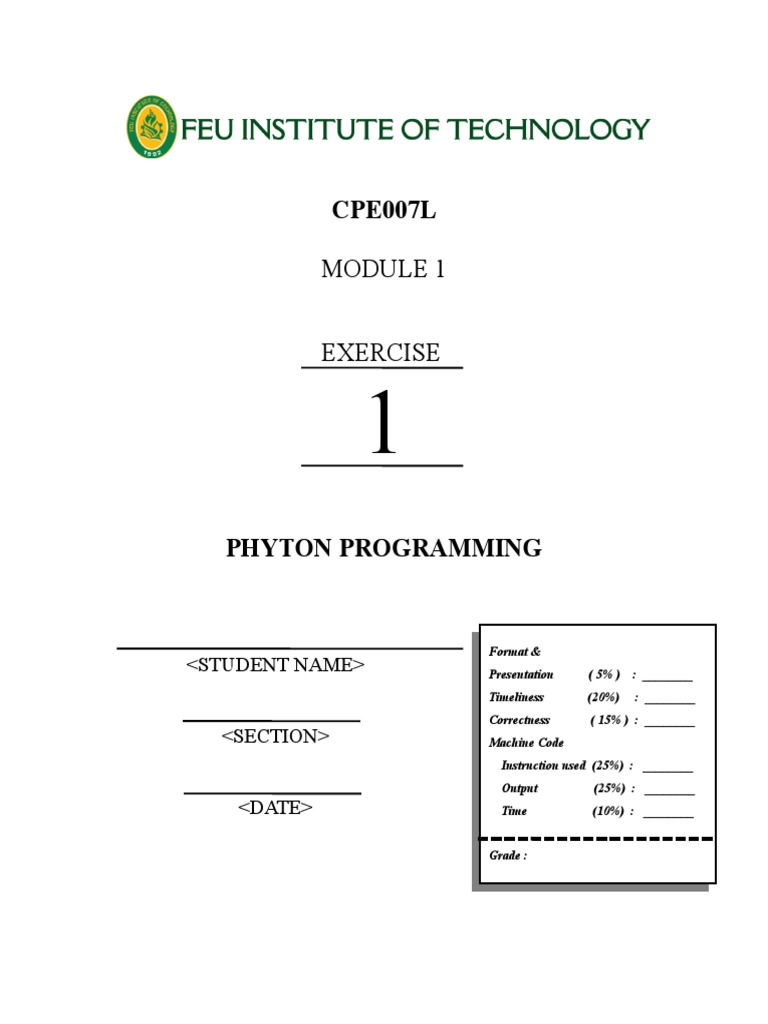 Python Lab Exercise 1 | PDF | Python (Programming Language) | C ...