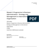 Syllabus Master's Programme in Business Administration - Strategy and Management in International Organisation