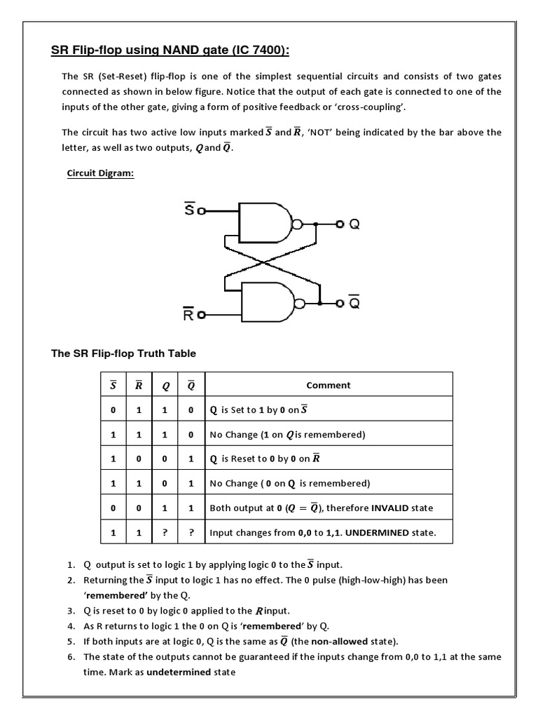 SR Flip Flop PDF Logic Gate Mathematics Of Computing