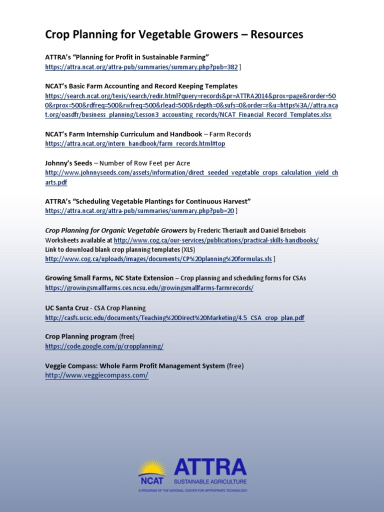 Crop Planning For Vegetable Growers Webinar Resources | PDF | Business