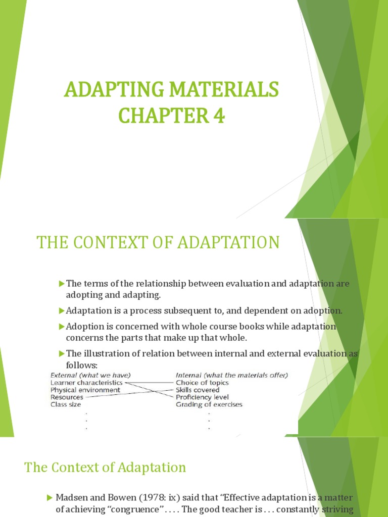 Adapting Materials | Download Free PDF | Second Language | Teachers
