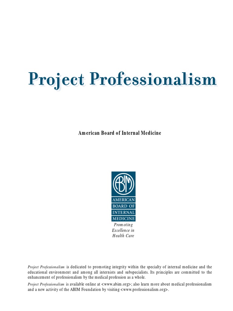 Project Professionalism PDF | PDF | Residency (Medicine) | Physician