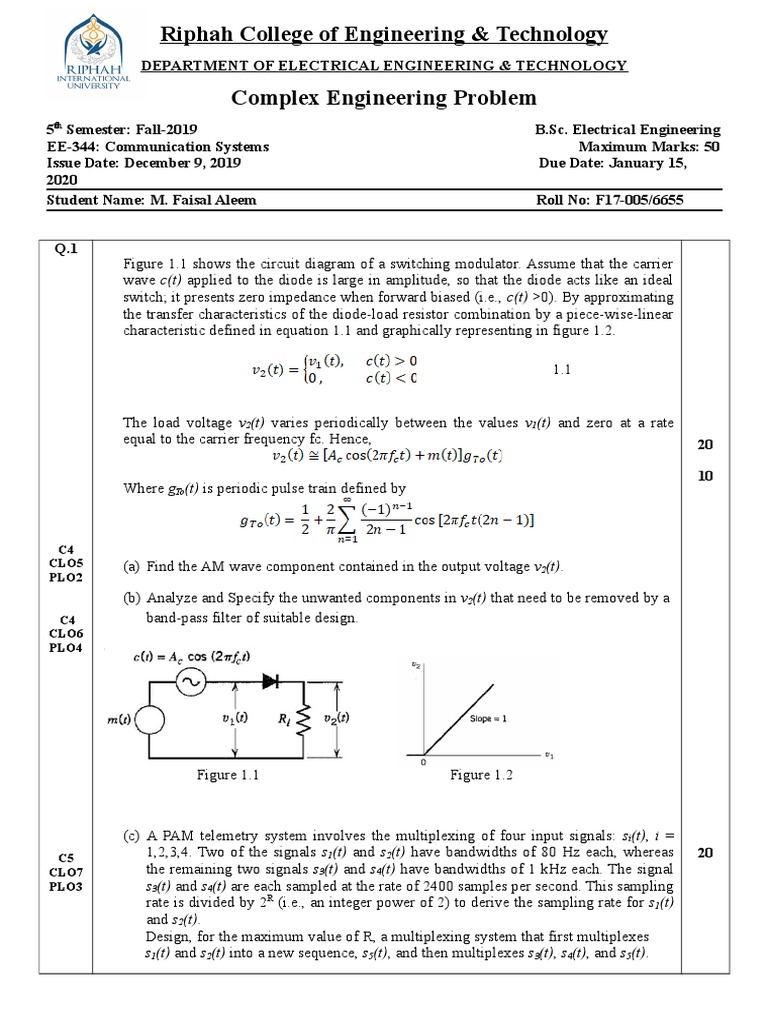 Electrical Engineering Assignment on AM Waves | PDF | Bandwidth (Signal ...