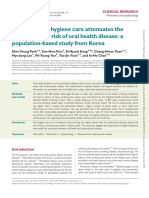 Improved oral hygiene care attenuates the cardiovascular risk of oral health disease apopulation-based study from Korea