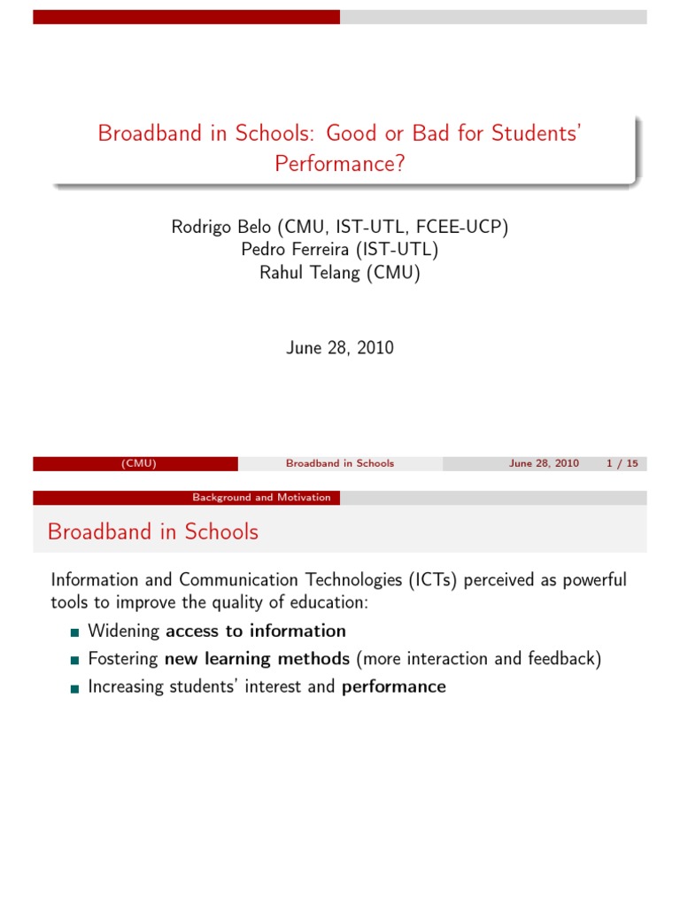 Broadband in Schools Good or Bad For Students' Performance? Download