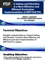 Session Deck On Use of Context Setting and Direction Toward A More Effective and Efficient in Epp - Tle - TVL