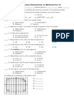 Third Preliminary Examination in Mathematics 10