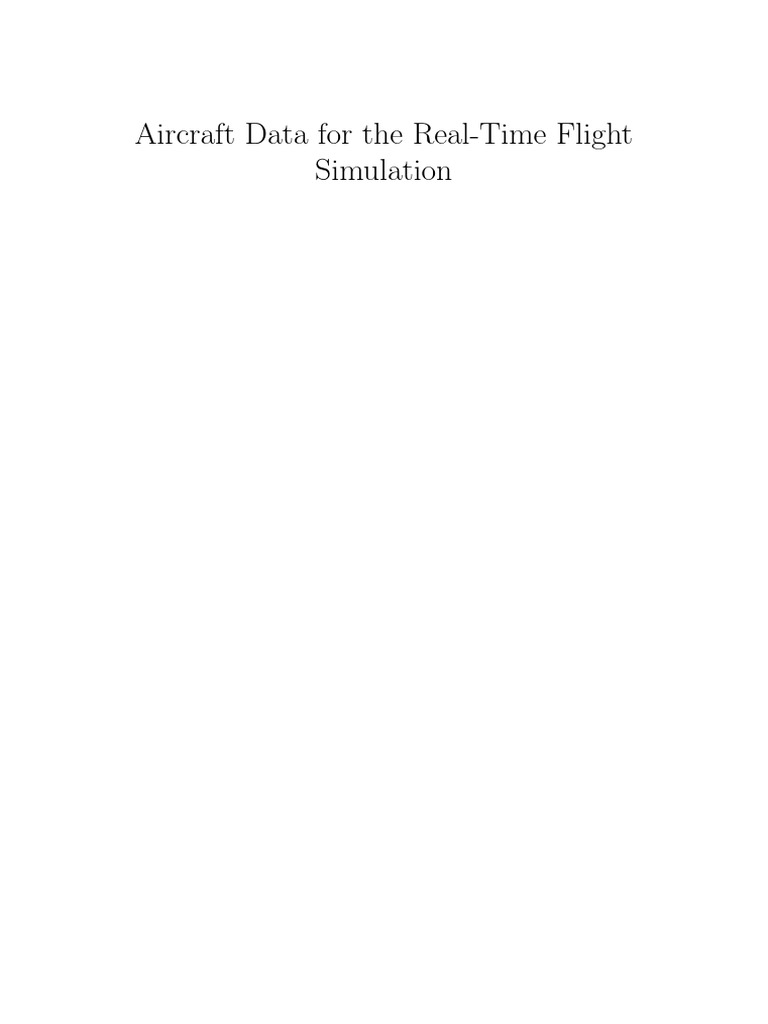 Aircraft Data For The RealTime Flight Simulation PDF Turbulence