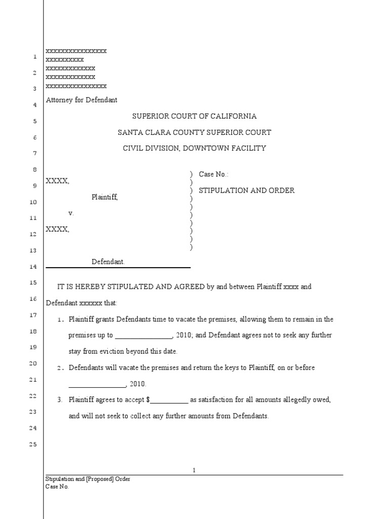 Eviction Stipulation and Order Agreement | PDF | Ex Parte | Judgment (Law)