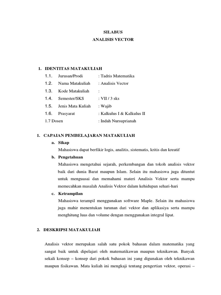 Rps Analisis Vektor Pdf