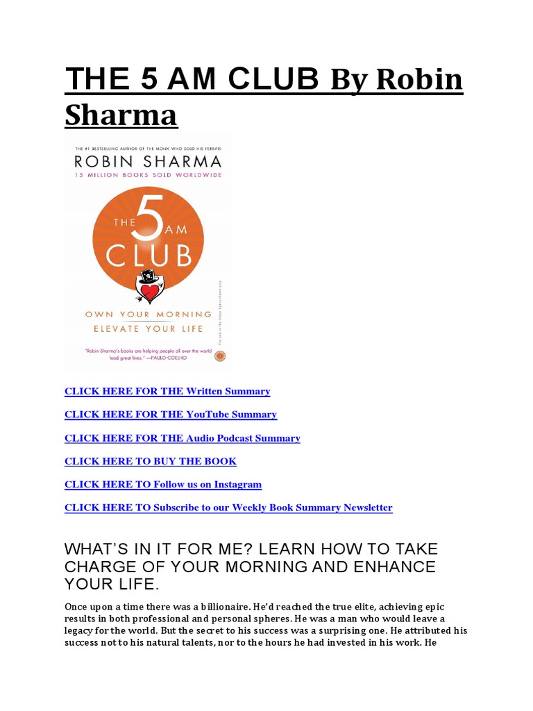 Download The 5Am Club Pdf By Robin Sharma – ZSVJOQ