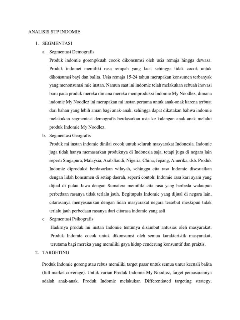 Strategi STP Indomie dan Jebakan Positioning | PDF | Bisnis | Ilmu Sosial