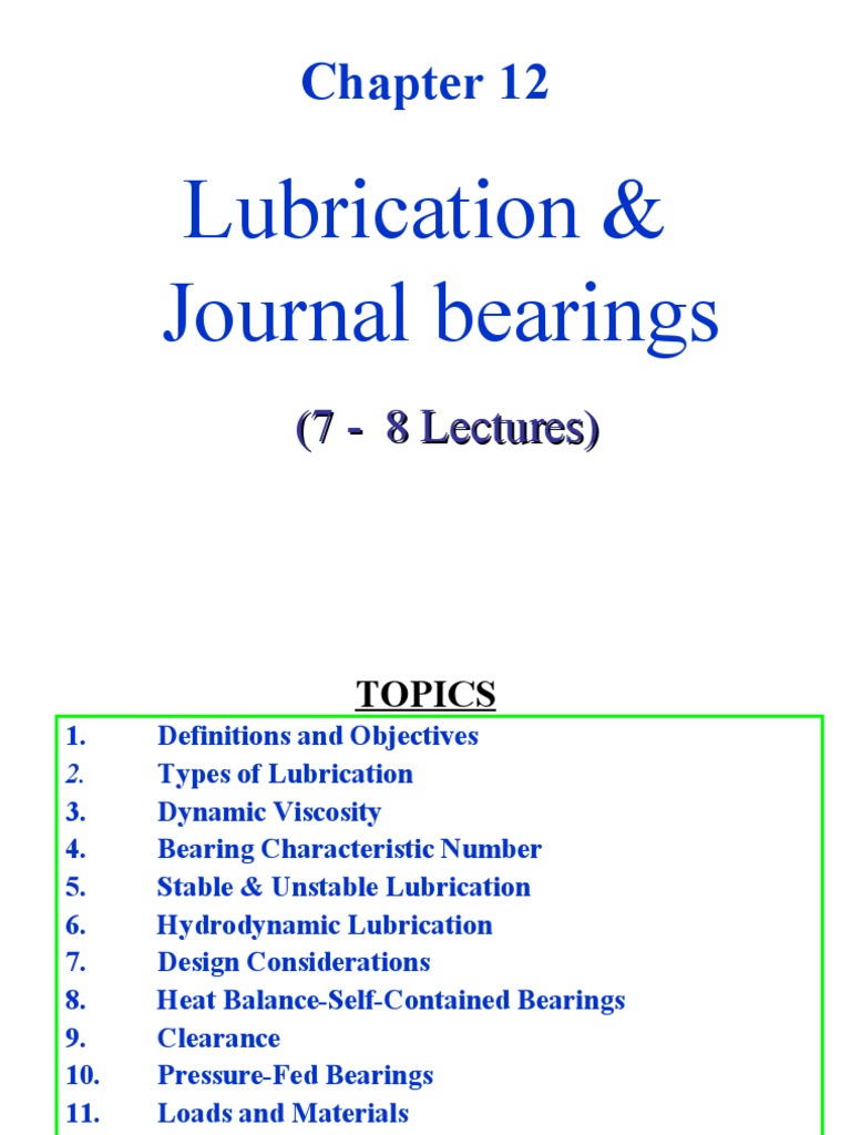 Lubrication Journal Bearings PDF | PDF | Bearing (Mechanical) | Lubricant