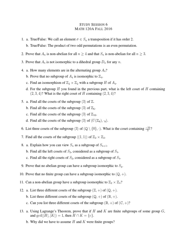 Study Session Group Mathematics Universal Algebra
