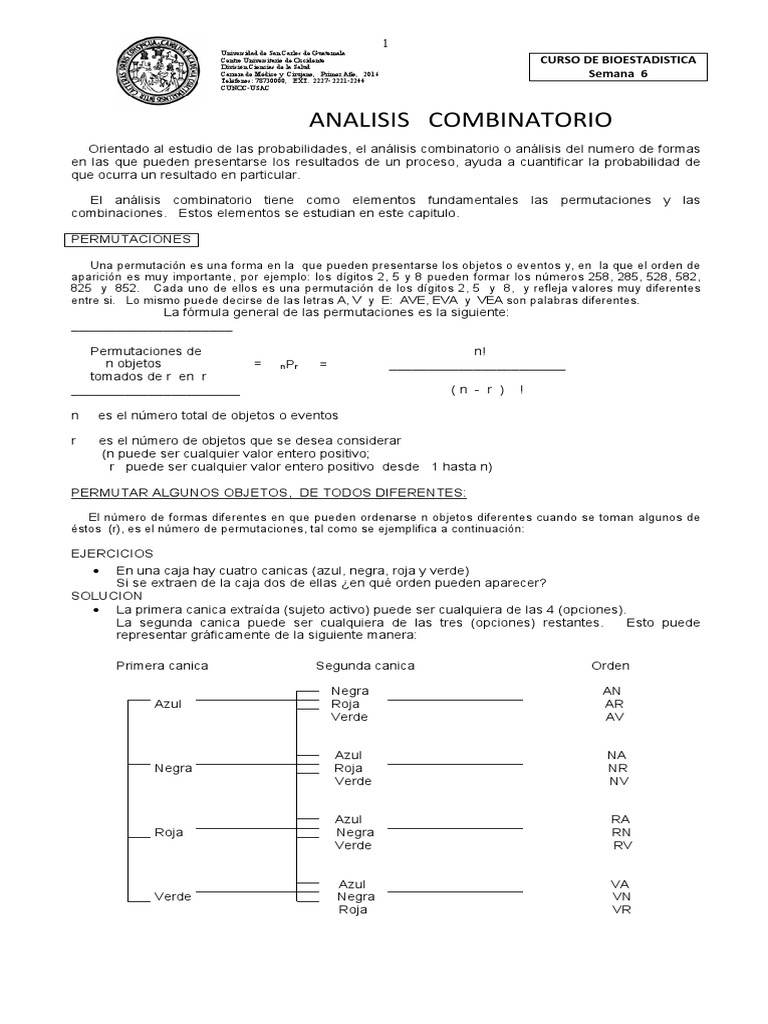 Análisis Combinatorio: Permutaciones y Ejercicios | PDF | Permutación ...