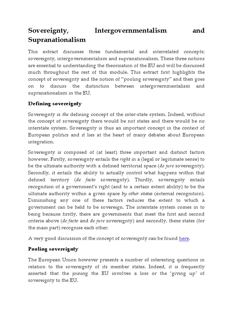 Sovereignty and EU Governance Dynamics | PDF | Sovereignty | European Union