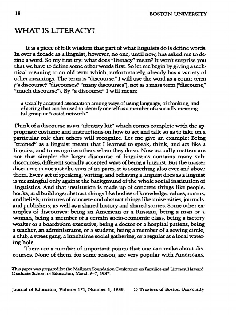 Gee What Is Literacy PDF