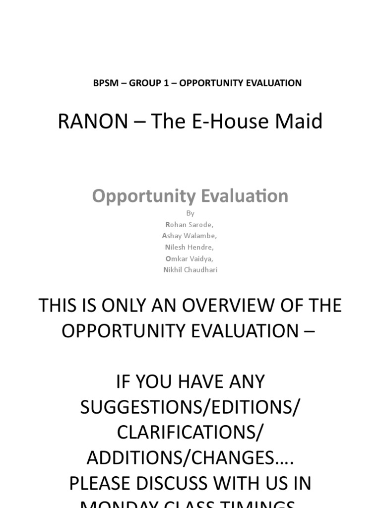 RANON E-House Maid Opportunity Overview | PDF