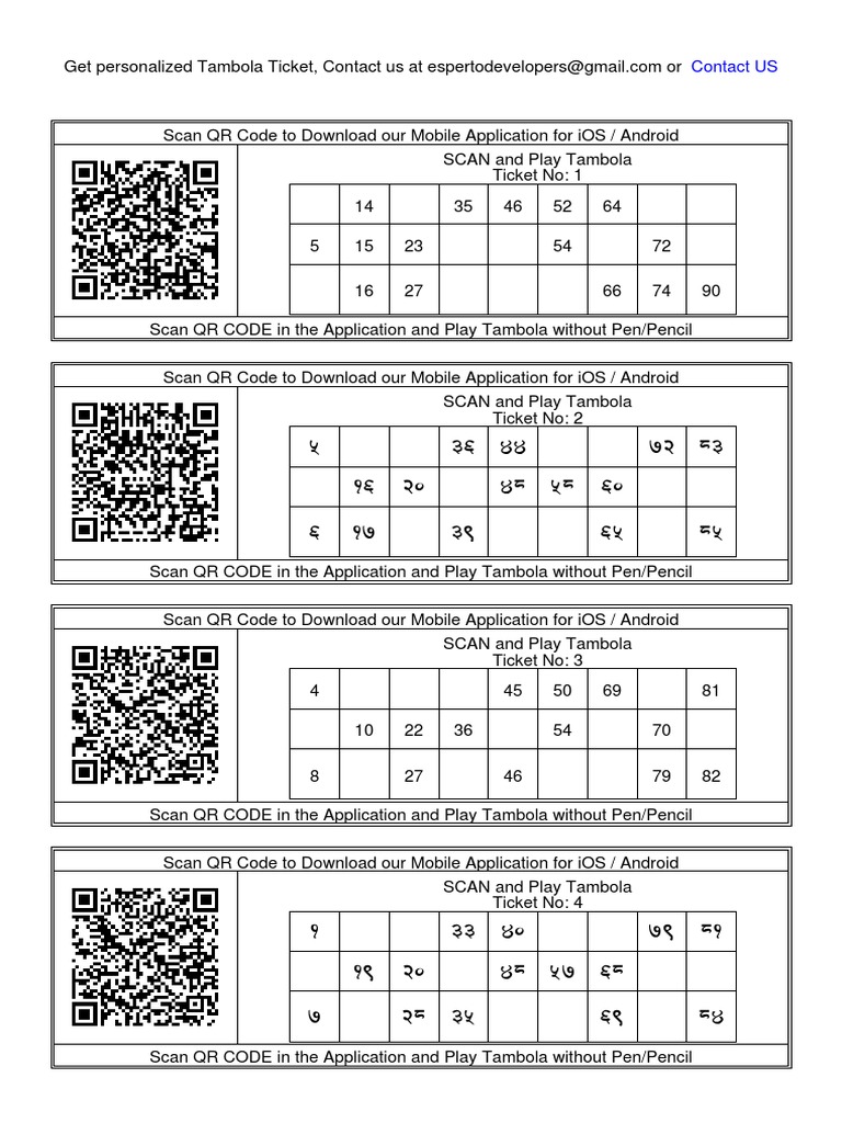 100 tambola ticket in hindi and english mix printable free qr code