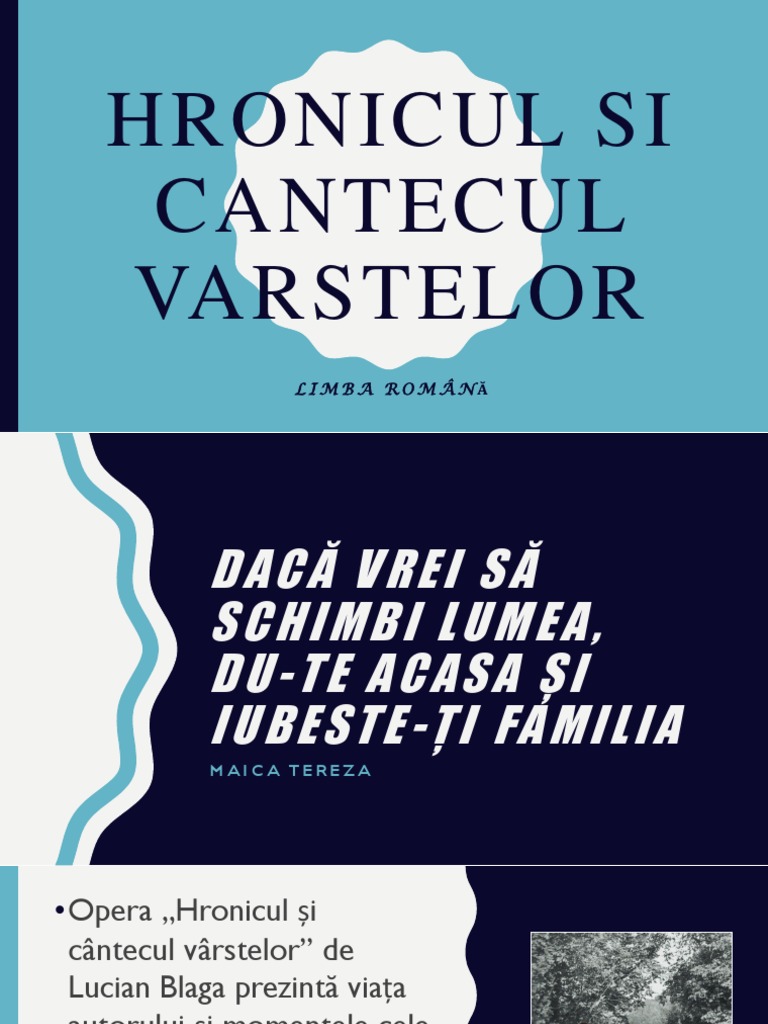 Hronicul Si Cantecul Varstelor Rezumat Hronicul Si Cantecul Varstelor Prezentare | PDF