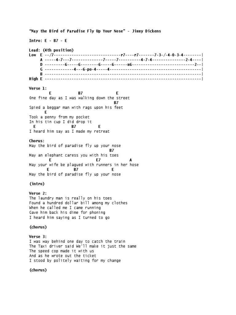  may the bird of paradise fly up your nose jimmy dickens pdf