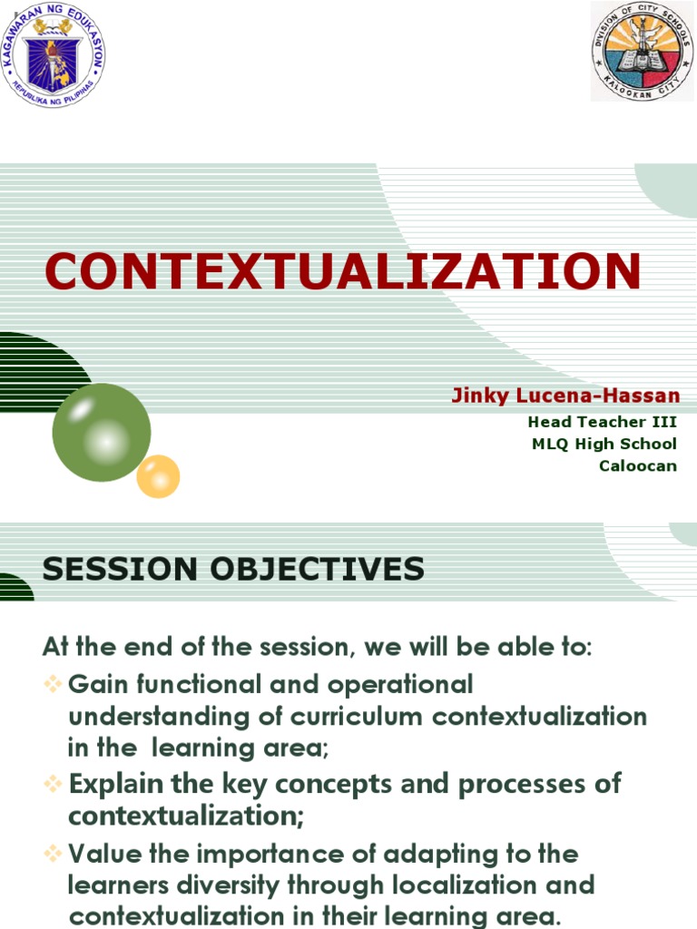Contextualization - Jlhassan | PDF | Curriculum | Constructivism