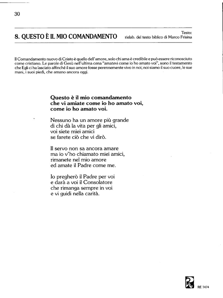 Questo è Il Mio Comandamento Testo Questo e Il Mio Comandamento - Spartito PDF | PDF