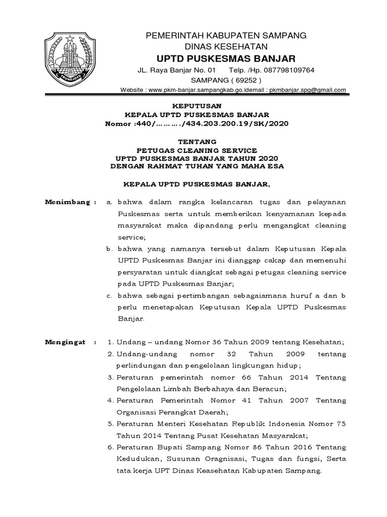 Contoh Sk Cleaning Service Kantor Desa Guru Paud