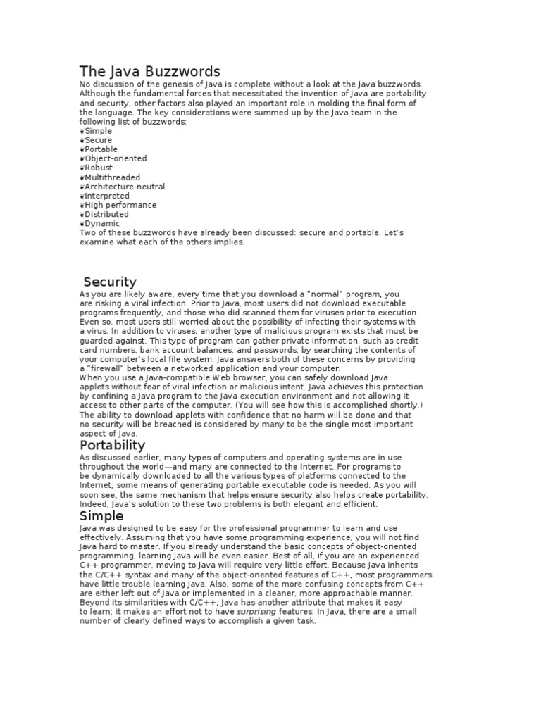 An Analysis of the Key Buzzwords that Shaped the Java Programming ...