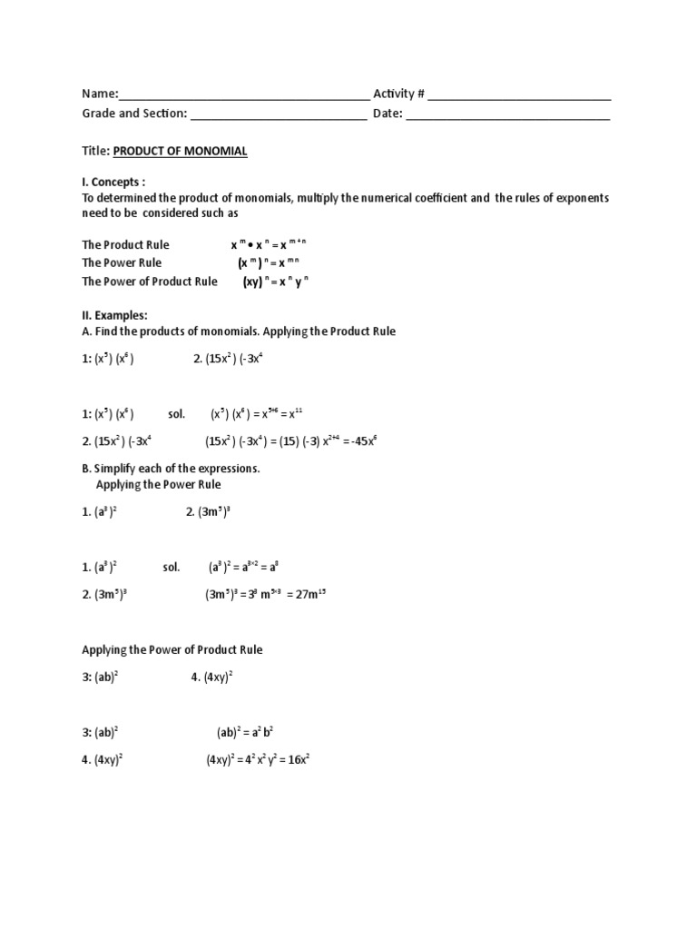Product of Monomial PDF Numerical Analysis Abstract Algebra