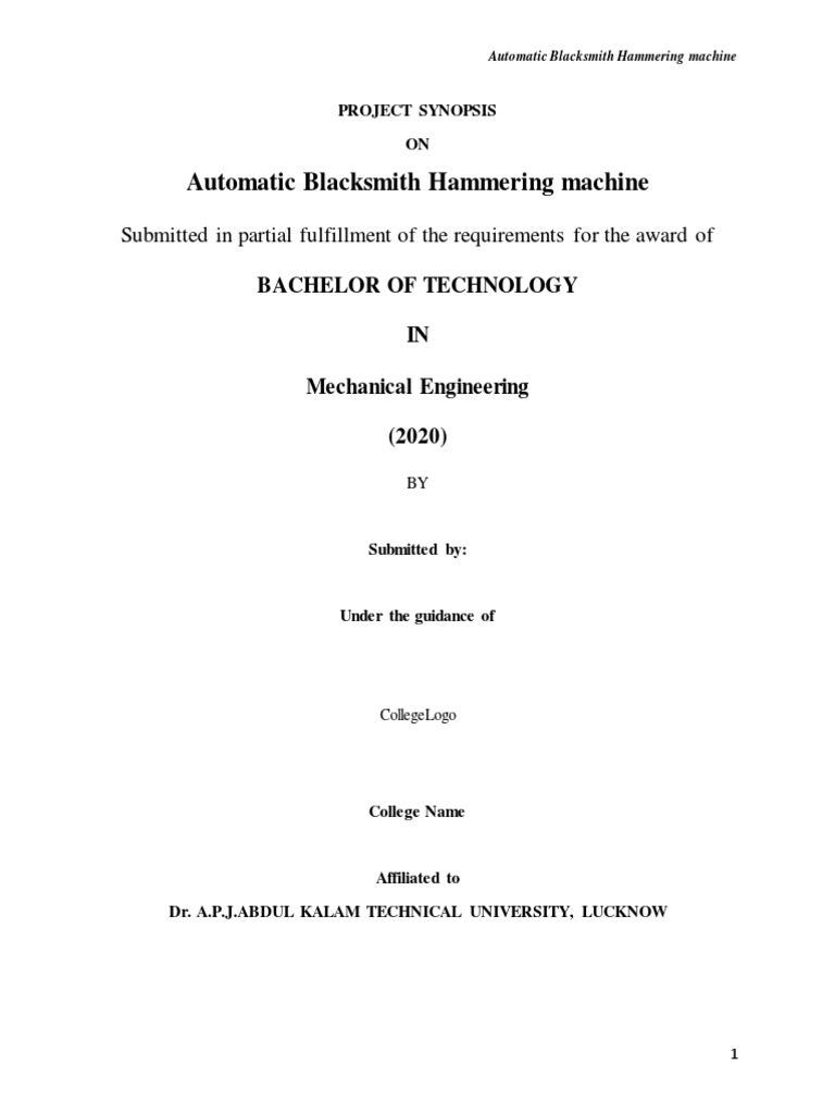 Automatic Hammering Machine Project Report PDF Blacksmith