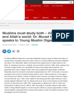 Muslims Must Study Both - Allah's Word and Allah's World: Dr. Murad Hofmann Speaks To Young Muslim D
