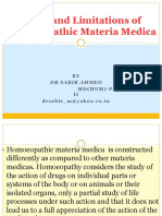 Scope and Limitations of Homoeopathic Materia Medica