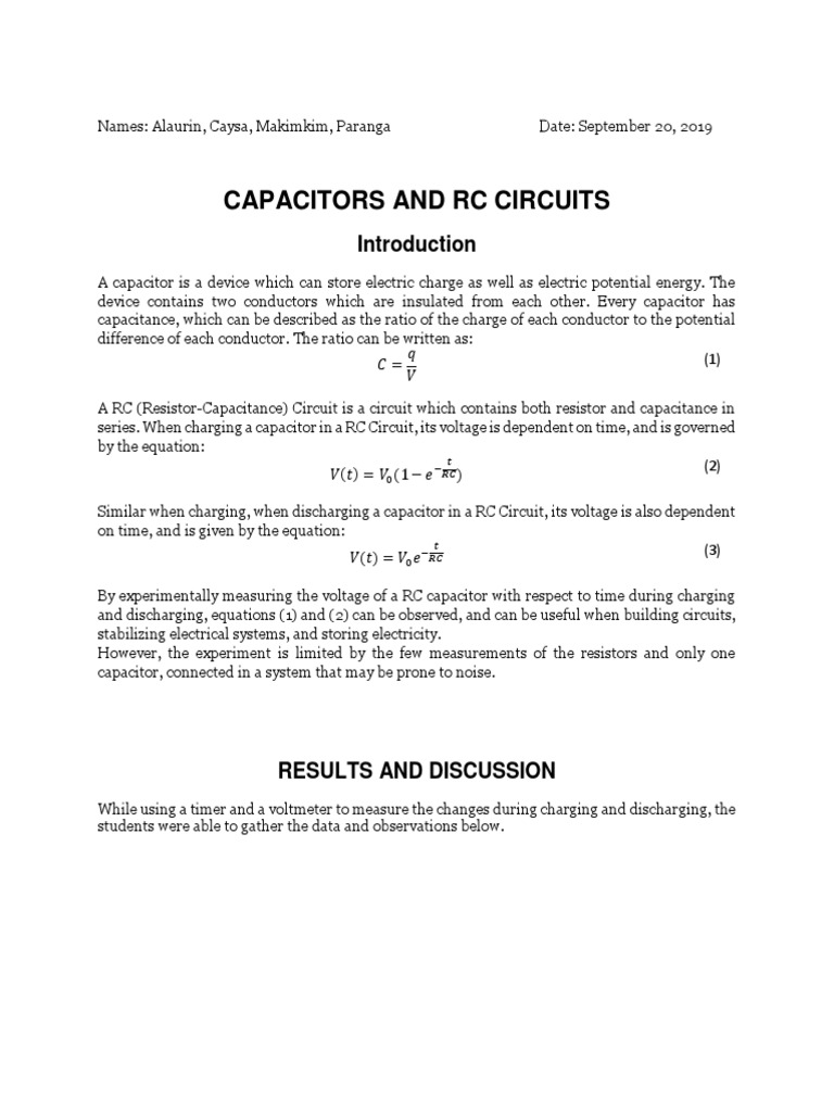 RC Circuits and Capacitors | PDF | Capacitor | Capacitance
